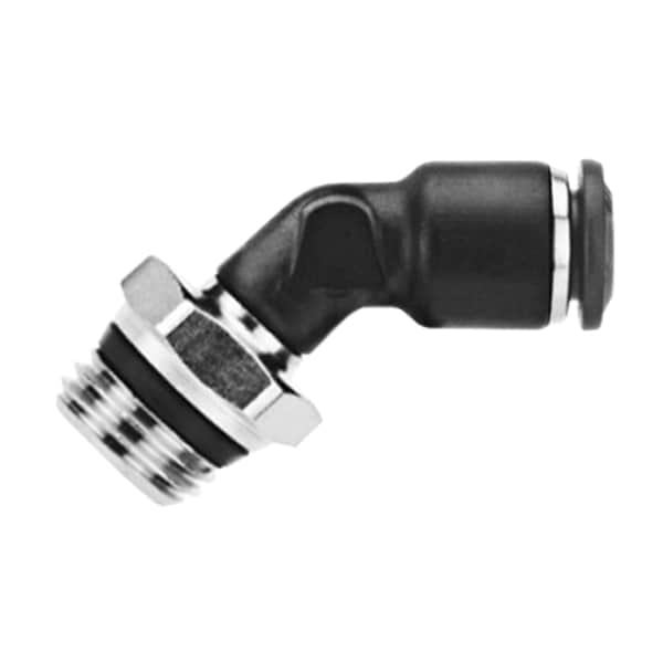 Usa Industrials Push to Connect Tube Fitting, Nylon, Male 45 Degrees Elbow Swivel, 6 mm Tube OD x 1/8in ZUSA-TF-PTC-2043 - main