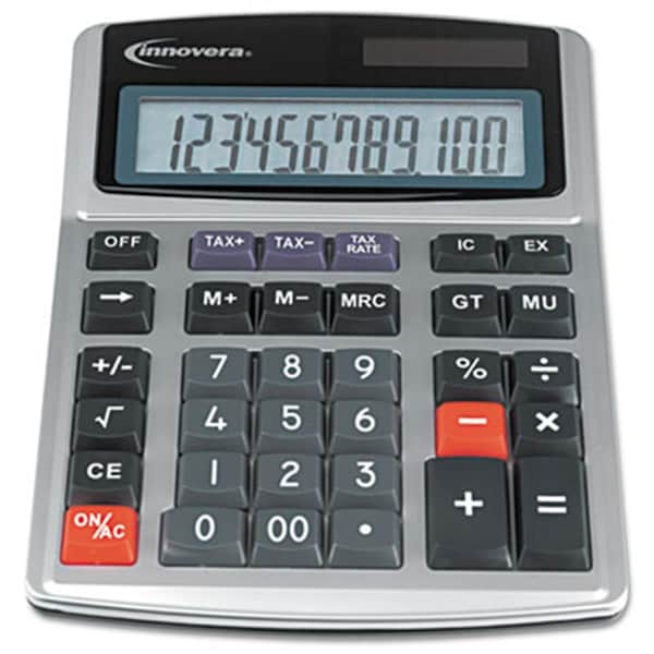 Innovera Large Digit Commercial Calculator, 12-Digit LCD, Dual Power, Silver IN30897 - main