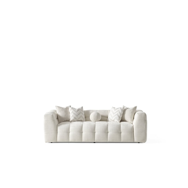 Homeroots 91" Beige Chenille Sofa With Toss Pillows 719429 - main