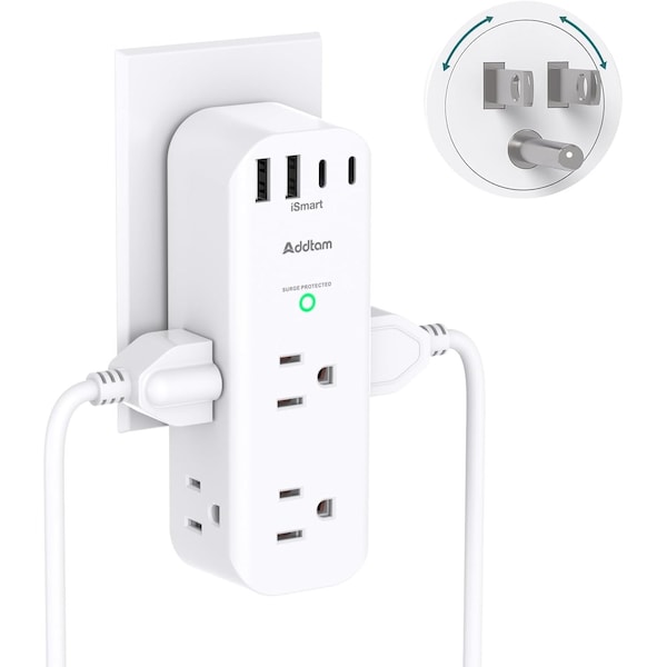 Prime Wire & Cable Surge Protector Outlet Extender, Rotating Multi Plug, 6 AC Outlets 4 USB Ports, 2 USB-C PBUSB242 - main