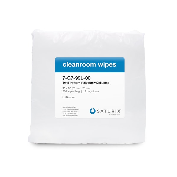 Saturix 100% Cotton Cleanroom Wipes, 9 in x 9 in, 250 wipes per bag 7-G7-99L-00 - main