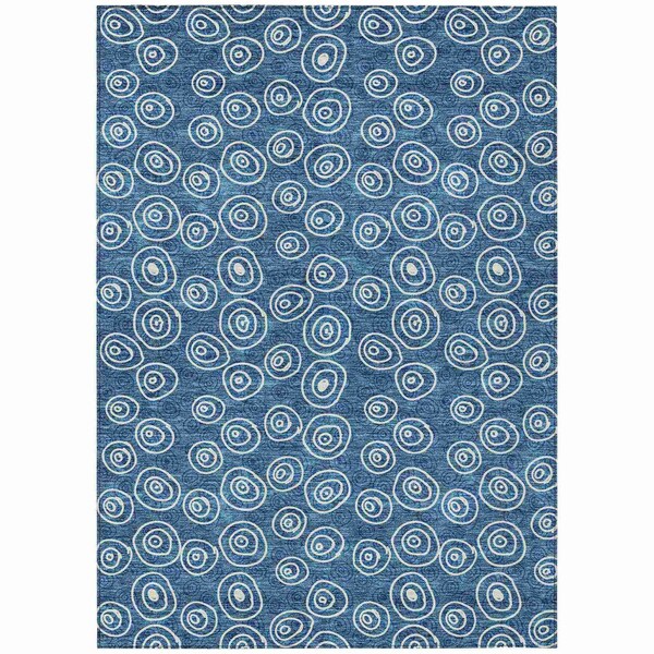 Homeroots 10' X 14' Navy Blue And Ivory Geometric Washable Indoor Outdoor Area Rug 583341 - main