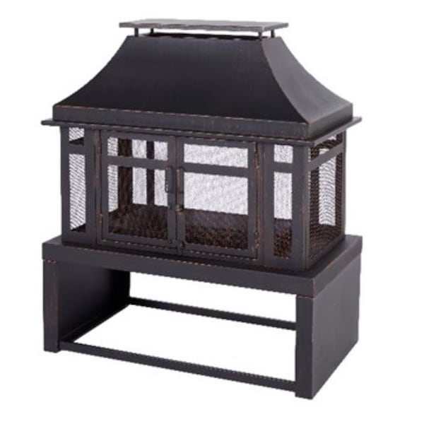 Living Accents Modern Wood Steel Outdoor Fireplace 21.65 in. W X 39.37 in. D FP-62063 - main