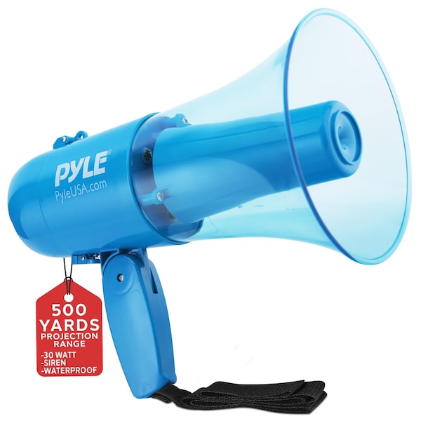 Pyle 30W Megaphone Siren Bullhorn Speaker, Rechargable, Portable and Lightweight Automatic Bullhorn for PMP79WLTB - main