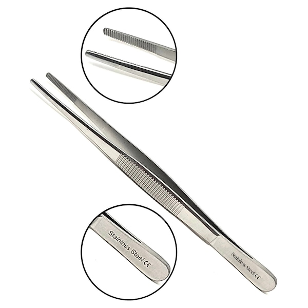 A2Z Scilab Culinary Tweezers, Blunt Serrated Jaws, 5.5 Inch, Stainless Steel Tongs A2Z-ZR1032 - main
