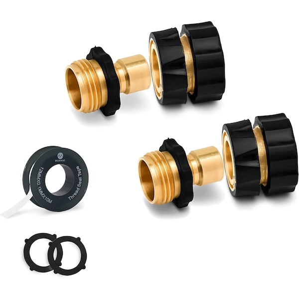 Morvat Brass Quick Hose Connector, Easily Add Attachments to Garden Hose, 2PK MOR-BHOSECONNECTOR-2PACK-A - main