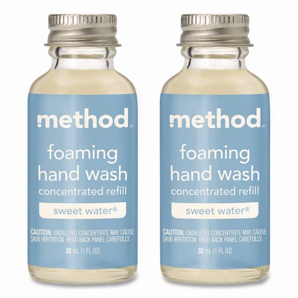 Method Refill + Reuse Foaming Hand Soap Refill, Sweetwater, 1 oz Refill Bottle, 2PK 356011 - main