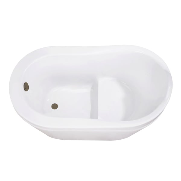 Kingston Brass 52-Inch Acrylic Oval Single Slipper Freestanding Tub with Overflow/Drain Assembly and Integral Seat VTRS523030M3 - main