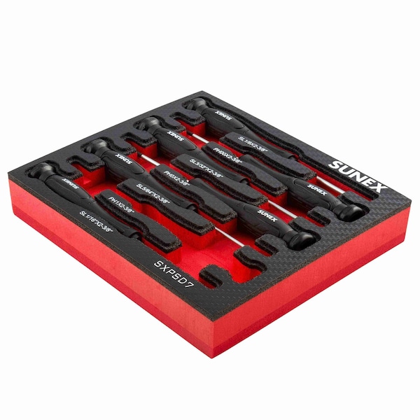 Sunex Precision Phillips & Slotted 7 Piece Screwdriver Set In Eva Foam SXPSD7 - main