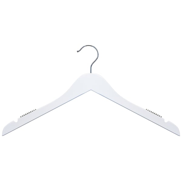 Nahanco 17in High Gloss White Wooden Shirt Hanger, 100PK 20517 - main