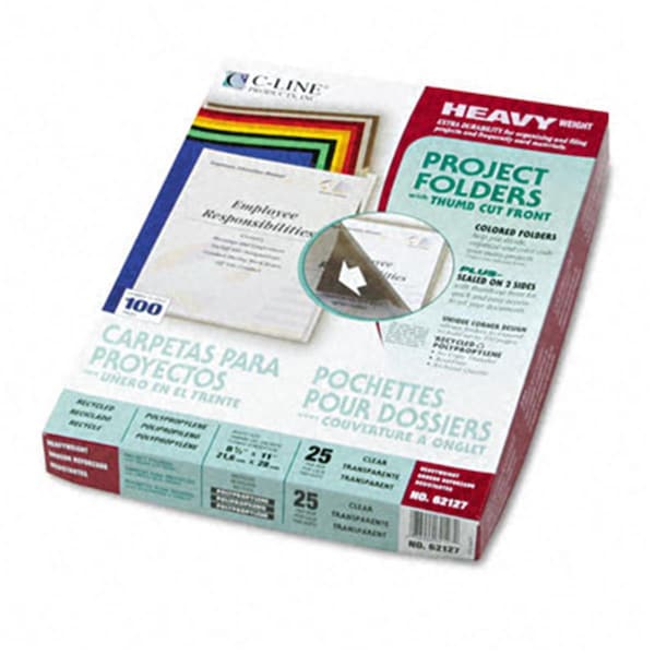 C-Line Products C-Line Project Folders Jacket Letter Poly Clear 25/Bx C-32143 - main