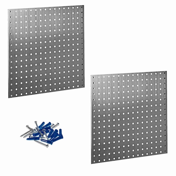 Triton Products (2) Square Hole Pegboards W/ Mounting Hardware, Stainless Steel 18-Gauge Steel, 24" W x 24" H LB1-S - main