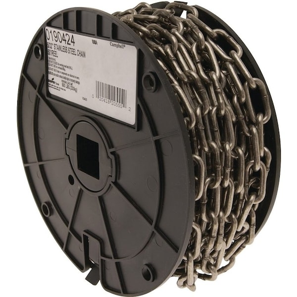 Campbell Chain & Fittings Campbell 0190424 Chain, 500 lb Working Load Limit, 5/16 in, 316L Stainless Steel, Bright 190424 - main