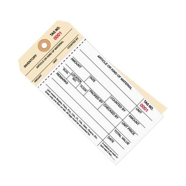Partners Brand InventoryTag, 6 1/4x3 1/8", PK500, 10 Point Cardstock, 6 1/4" W, White/Manila, 500 PK G19011 - main