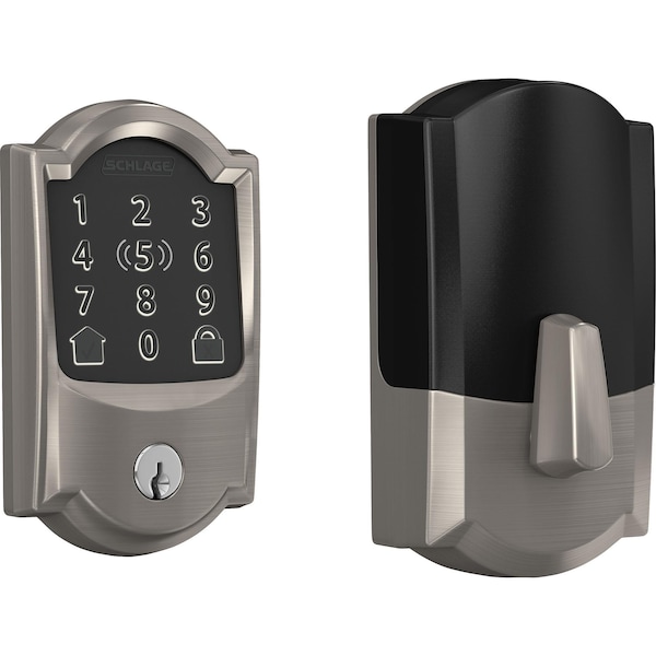 Schlage Residential BE499WBVCAM619 12-351 10-116 KD Camelot Encode Plus 1-Cyl Deadbolt - Satin Nickel BE499CAM619 - main