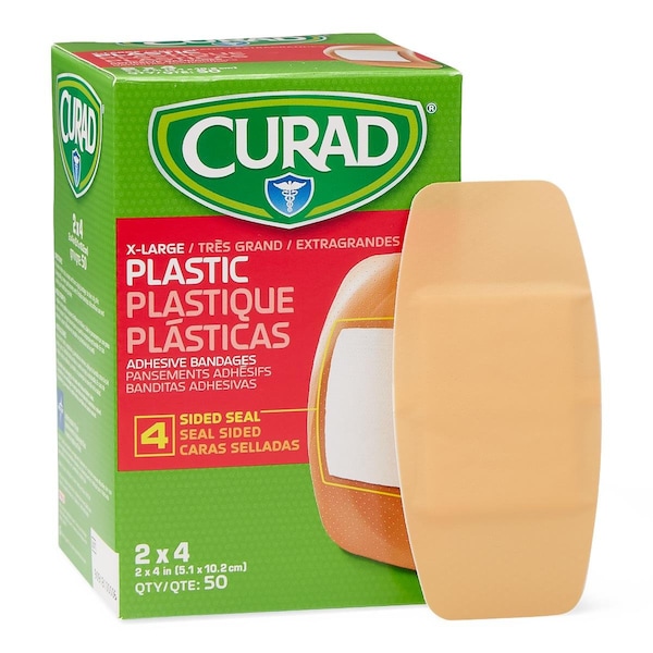 Medline CURAD Plastic Adhesive Bandage, 2in x 4in NON25504H - main