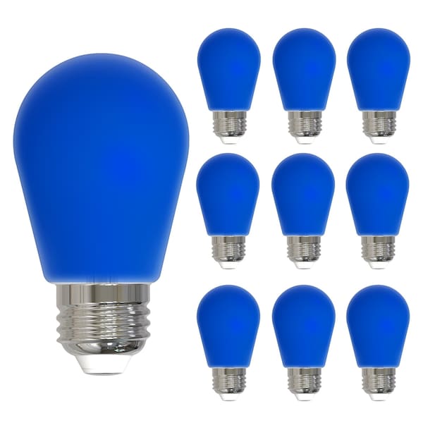 Bulbrite 25-Watt Equivalent Ceramic Blue Color S14 Weatherproof Outdoor E26 Medium Base LED Light Bulb, 10PK 862322 - main