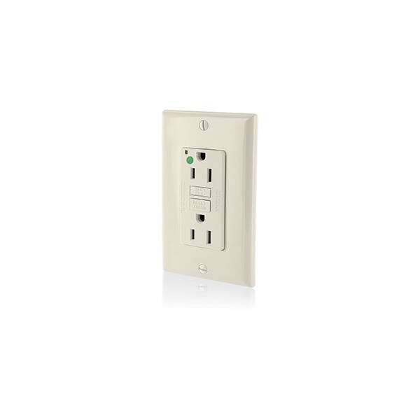 Leviton Self-Test GFCI Receptacle, Hospital Grade, 15 Amp, 125 Volt, 5-15R NEMA GFNT1-HGT - main