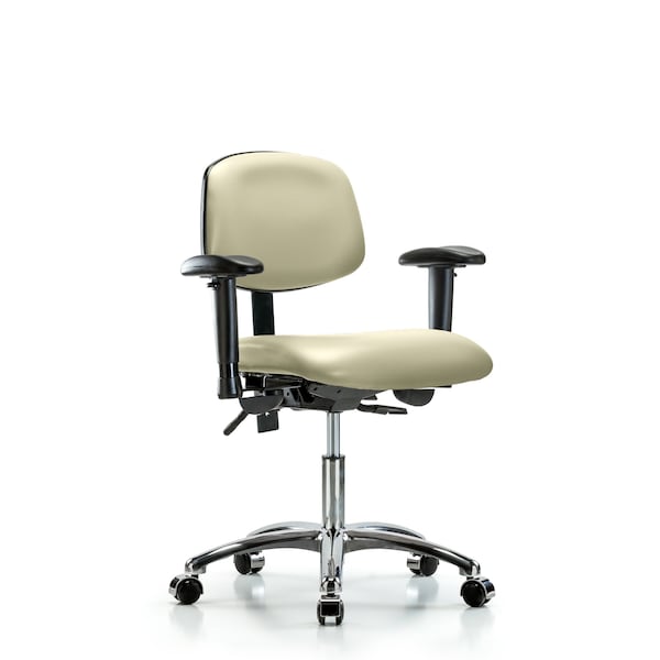 Blue Ridge Ergonomics Desk Chair Desk Chair, Vinyl, Chr Tilt AA Casters, Wht, Adjustable Arms, 18" to 23" Height, Vinyl BR-VDHCH-CR-T1-A1-CC-8501 - main
