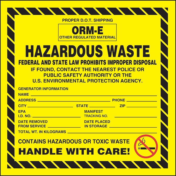 Accuform HAZARDOUS WASTE LABEL HAZARDOUS WASTE MHZW06EVP - main
