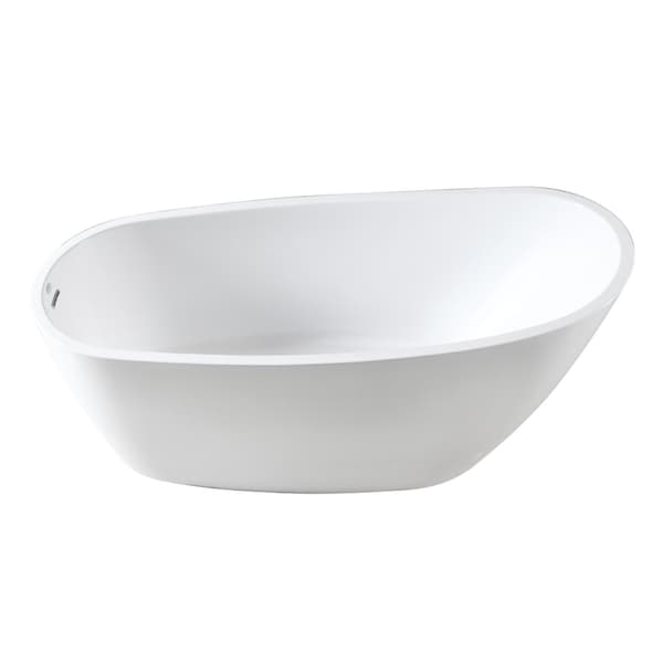 Kingston Brass 72" Acrylic Oval Single Slipper Freestanding Tub with Drain, Glossy White VTRS723228 - main