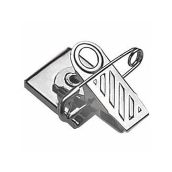 Brady Nickel Plated Pressure Sensitive 1 Hole Ribbed Face Pin Clip Combo - 1" - Steel - 100 / Pack 5735-2050 - main