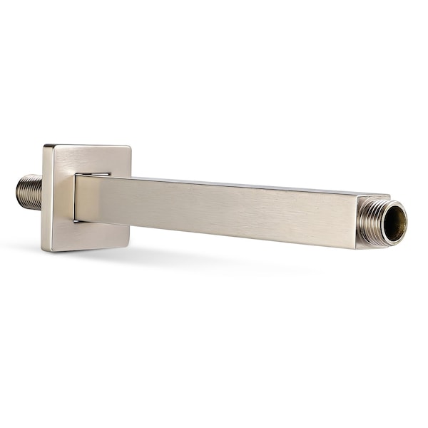 Supplygiant 10 in Straight Ceiling Mount Shower Arm, Flange, Square Arm for Rain Showerhead, Nickel Finish 74-TB32DT-O - main