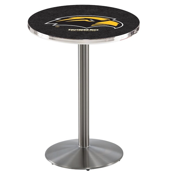 Holland Bar Stool Co 36" Stainless Steel Southern Miss Pub Table, 36" dia. Top L214S3636SouMis - main