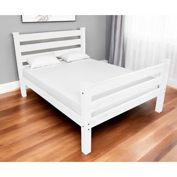 Homeroots White Solid Wood Twin Bed Frame 546946 - main