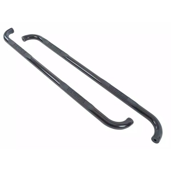Big Country With Step Pads, 3in Round Bent, Powder Coated, Black, Steel, Without End Caps, Rocker Panel Mount 370741 - main