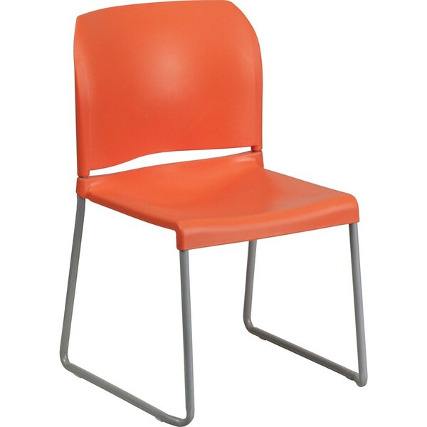 Flash Furniture Sled Stack Chair, Plastic, Full Back, OR RUT-238A-OR-GG - main