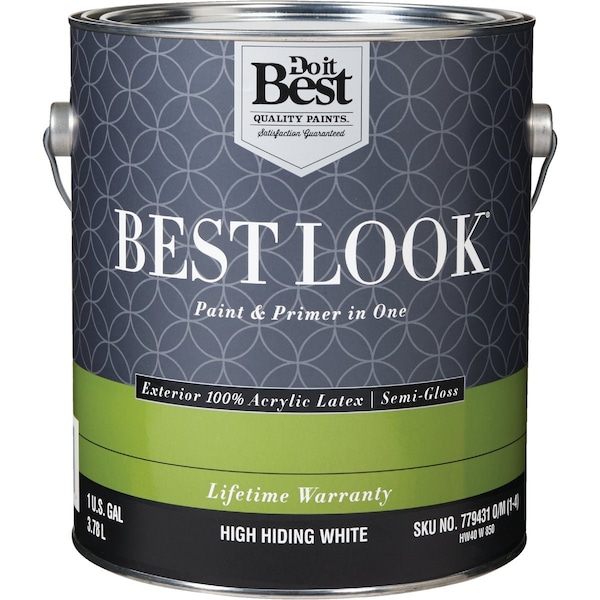 Do It Best 100% Acrylic Latex Prem Paint & Primer In One Semi-Gloss Exterior House Paint High Hiding Wht 1 Gal. HW40W0850-16 - main