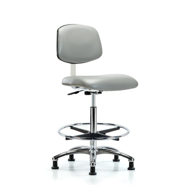 Blue Ridge Ergonomics Clean Room Chair Hi Ben Chair, Vin, Chrm, CF, Glds, Dov, CL10, 26" to 35-1/2" Height, Vinyl, Dove BR-CLR-VHBCH-CR-CF-RG-8567 - main