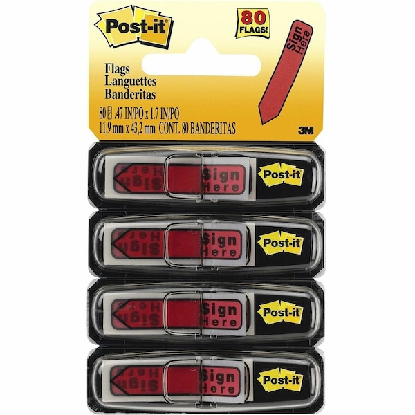 Post-It Sticky Arrow Flags, Sign Here, Red, PK4 684-RDSH - main