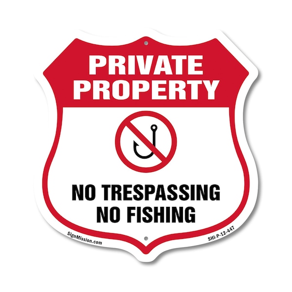 Signmission Private Property Shield Sign No Trespass, 12 Inch X 12 Inch, Plastic Sign SHI-P-12-447 - main
