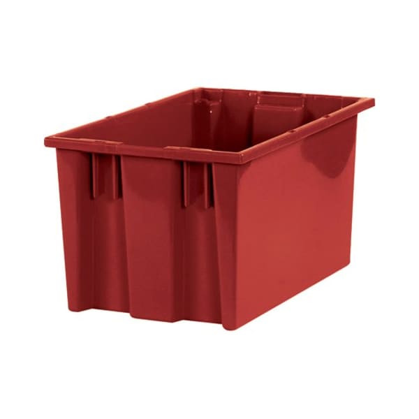 Partners Brand Stack & Nest Storage Bin, Plastic, Red, 6 PK BINS111 - main