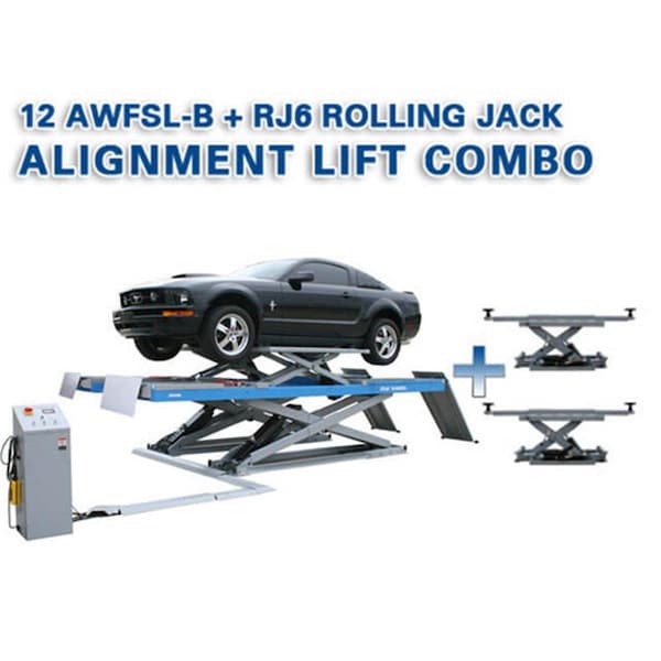 Atlas Automotive Equipment 12Awfsl Alignment Scissor Lift And Rj-6 Rolling Jacks Combo ATTD-12AWFSL-COMBO-FPD - main