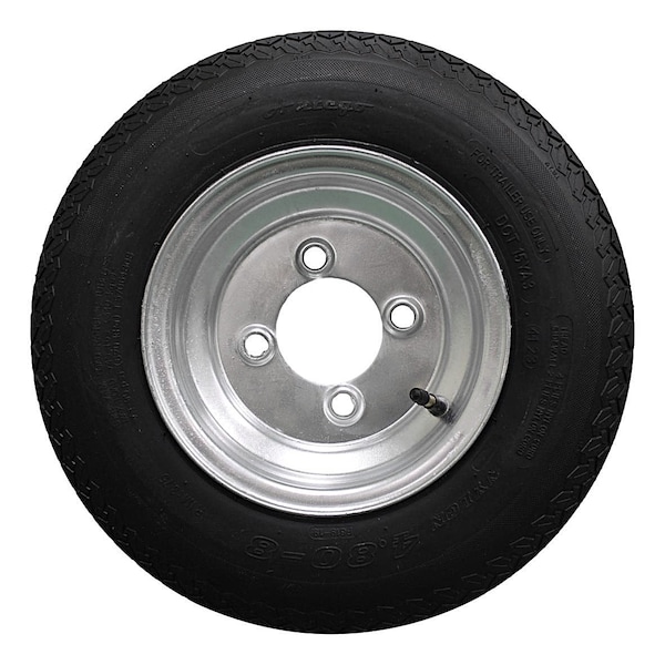 Antego Single Trailer Tire on Rim 480-8 4.80-8, Load C, 6 Ply, 4 Lug Galvanized Wheel A83750205757064808 - main