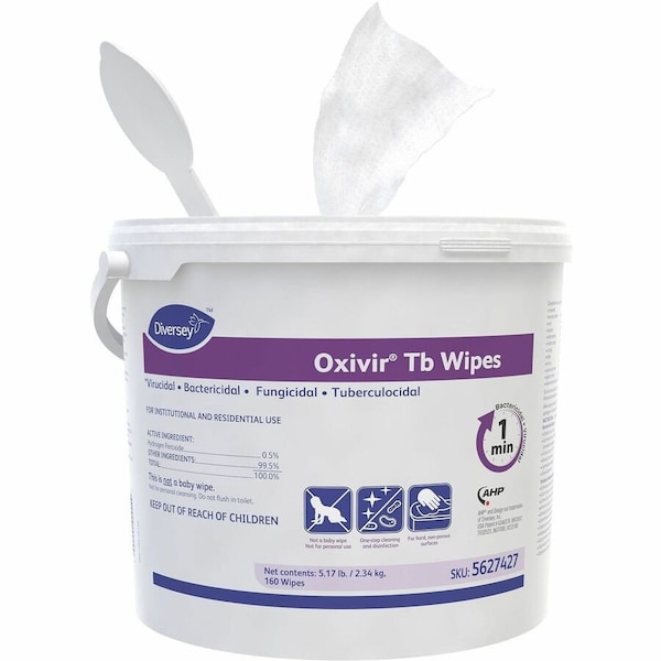 Diversey Oxivir TB Disinfectant Wipes, 11 x 12, White, 160/Bucket, PK4 5627427 - main