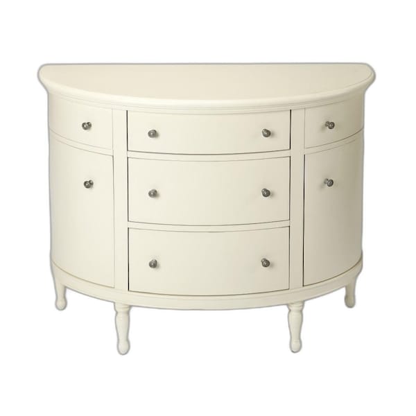 Homeroots 41in White Solid Wood Five Drawer Sideboard with Two Doors 389788 - main