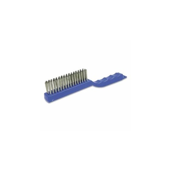Weiler Shoe Handle Scratch Brush, 11 in, 4 x 16 Rows, Stainless Steel Wire, Plastic Handle 804-44299 - main