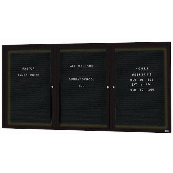 Aarco Illuminated Outdoor Enclosed Directory w/ Al Frame, Powder Coated Black, 48''Hx96''W OADC4896-3IBK - main