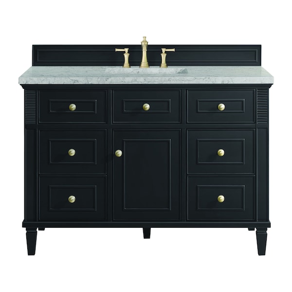 James Martin Vanities Lorelai 48'' S Vanity, Black Onyx w/ Jasmine Pearl Silestone Top w/FreePower Wireless Charger 424-V48-BKO-FEJP - main