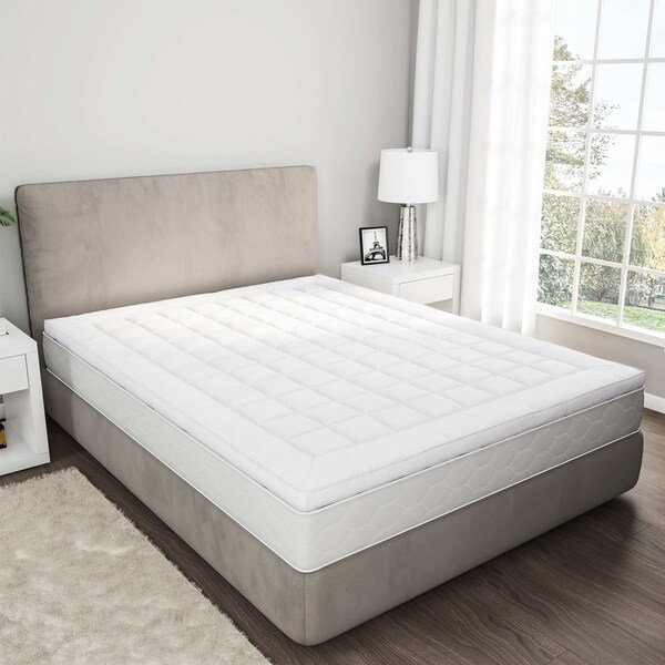 Lavish Home Down Alternative Mattress Topper 233 Thread Count Hypoallergenic Fiber-Filled Twin Pad, White 64-12-T - main