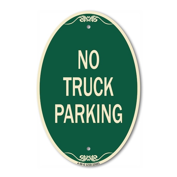 Signmission No Parking Sign No Truck Parking, 12 Inch X 18 Inch Architectural Oval, Heavy Gauge Aluminum A-OV-G-1218-23661 - main
