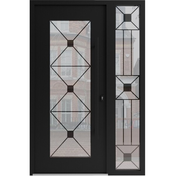 Vdomdoors Aluminum Door Iron 1655 Black Entry Steel Metal Classic Painted 50 x 80 (36+14 x 80)-Right Inswing IRON1655EXD-BLK-W36+14xH80-RH-I - main