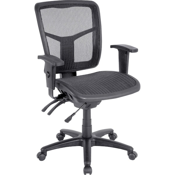 Lorell Managerial Chair Mid-Back Swivel Mesh Chair, Black Frame, Adjustable Arms, 17" to 21" Height, Mesh LLR86904 - main