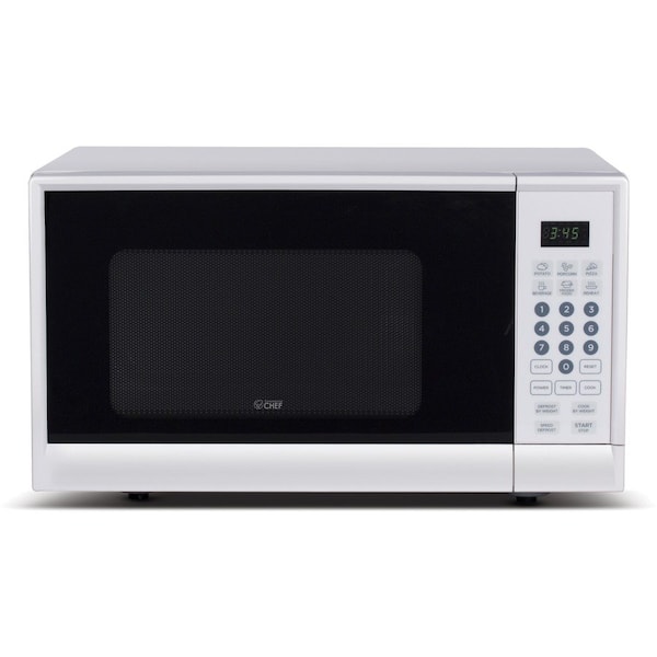 Commercial Chef 900 Watt Counter Top Microwave Oven, 0.9 Cubic Feet, White Cabinet CHM990W - main