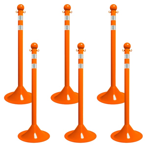 Mr. Chain Safety Orange Reflective Light Duty Stanchion (6-Pack) 91578-6 - main
