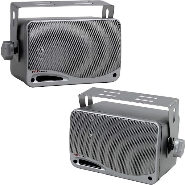 Pyle 3-Way Weatherproof Outdoor Speaker Set - 3.5 Inch 200W Pair of Marine Grade Mount Speakers, White PLMR24S - main